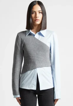Asymmetric Knitted Overlay Shirt -^Manière De Voir Online