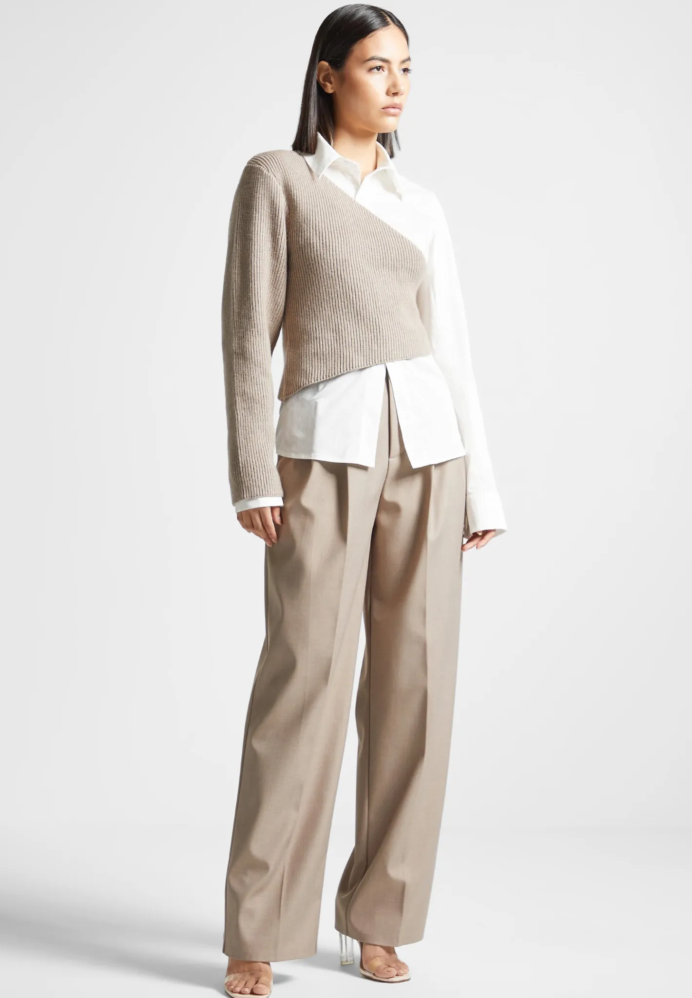 Asymmetric Knitted Overlay Shirt -^Manière De Voir Sale