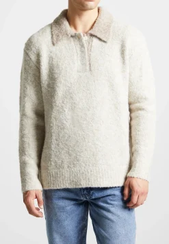 Boucle Knit Contrast Polo Jumper - Cream^Manière De Voir Clearance