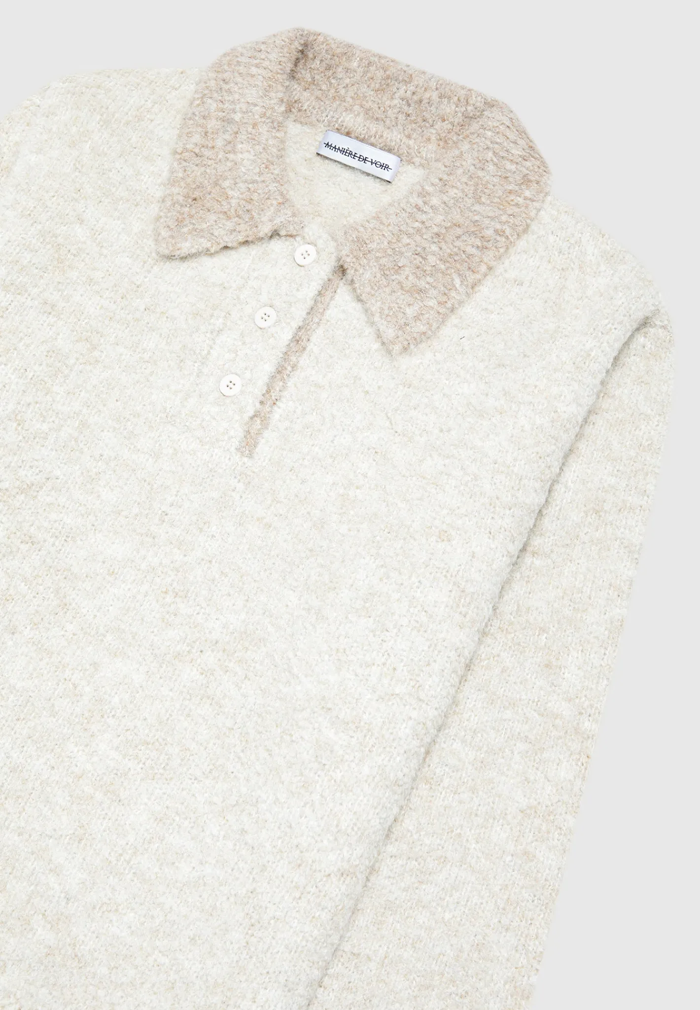 Boucle Knit Contrast Polo Jumper - Cream^Manière De Voir Clearance