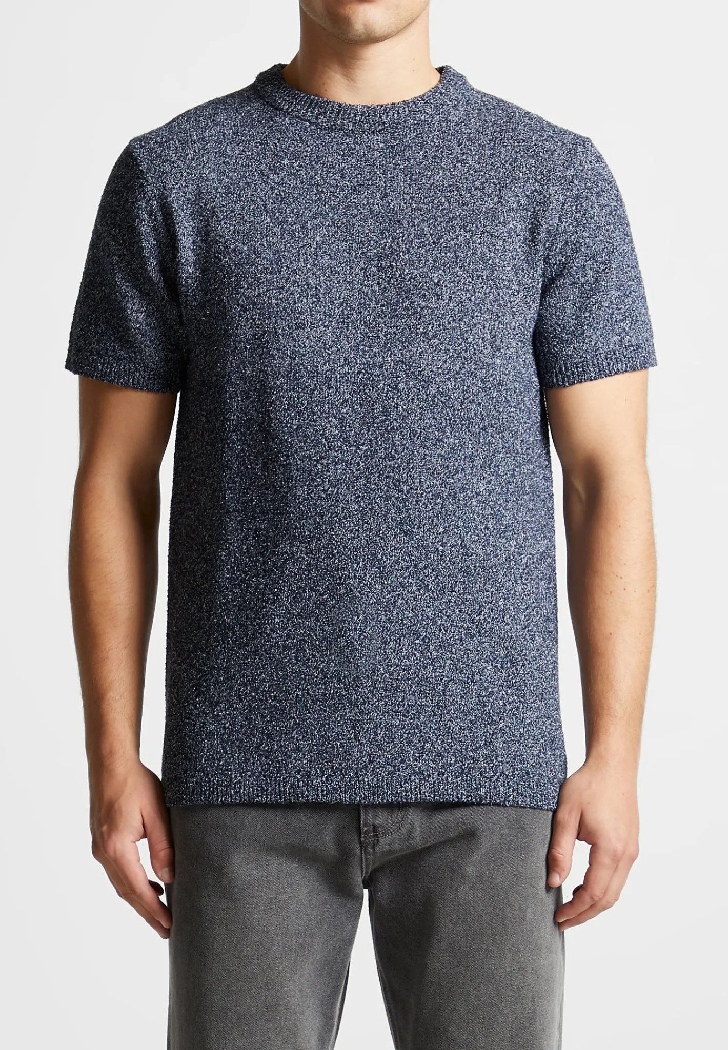 Boucle Knit Regular Fit T-Shirt - Navy Marl^Manière De Voir Hot