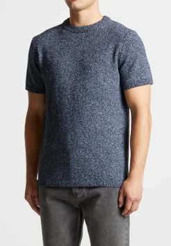 Boucle Knit Regular Fit T-Shirt - Navy Marl^Manière De Voir Hot