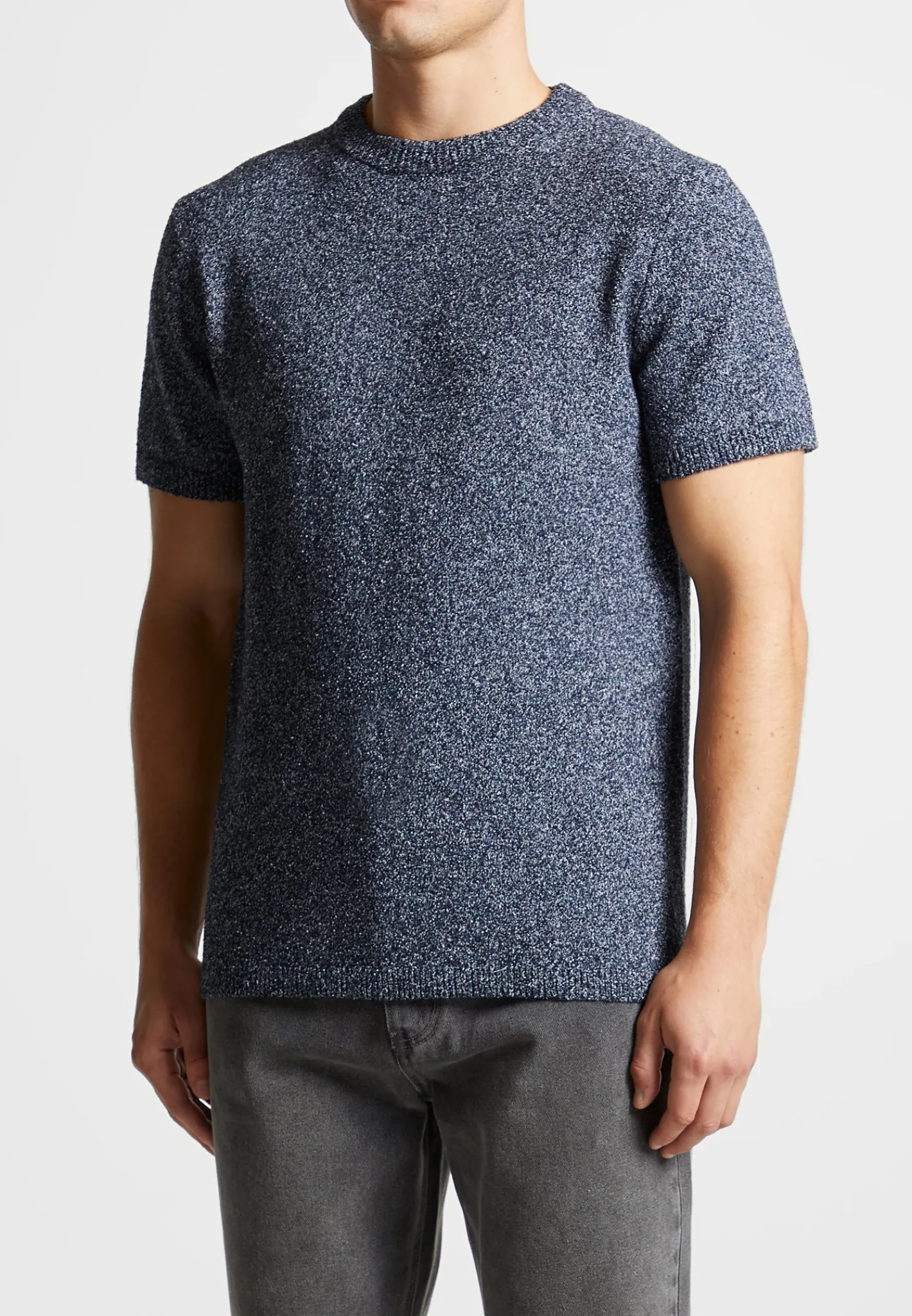 Boucle Knit Regular Fit T-Shirt - Navy Marl^Manière De Voir Hot