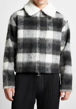 Boxy Check Jacket With Borg Collar -^Manière De Voir Discount
