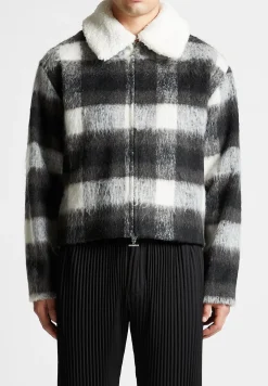 Boxy Check Jacket With Borg Collar -^Manière De Voir Discount