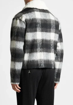 Boxy Check Jacket With Borg Collar -^Manière De Voir Discount