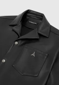 Boxy Vegan Leather Revere Shirt -^Manière De Voir Hot
