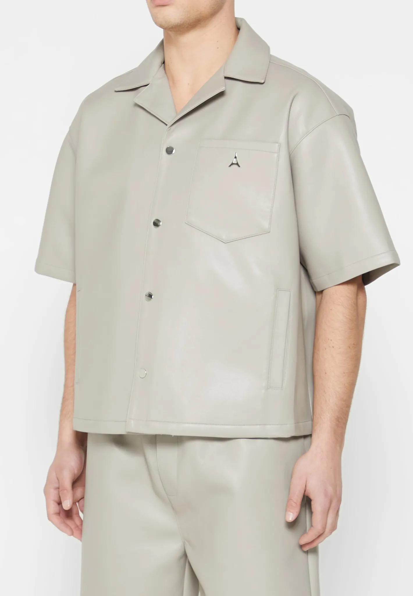 Boxy Vegan Leather Revere Shirt -^Manière De Voir Hot