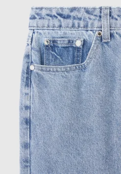 Button Down Overlay Mom Jeans - Mid Blue^Manière De Voir New