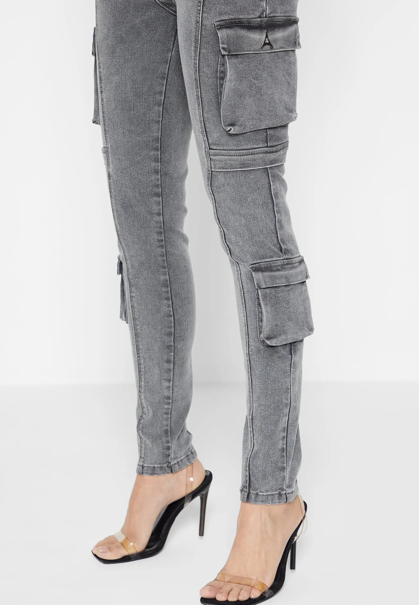 Cargo Pocket Skinny Jeans - Washed Grey^Manière De Voir Fashion