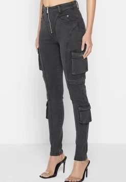 Cargo Pocket Skinny Jeans - Washed Black^Manière De Voir Online