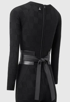 Chequerboard Knit Jumpsuit with Belt -^Manière De Voir Hot