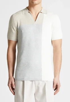 Colour Block Knit Revere Polo Top - /Grey^Manière De Voir Online