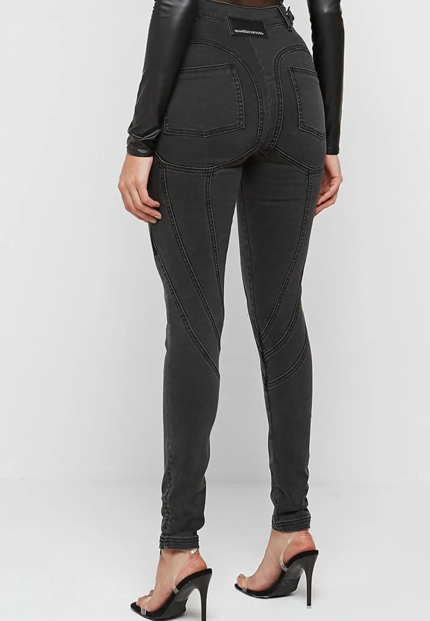 Contour Seam Detail Skinny Jeans - Washed Black^Manière De Voir Best