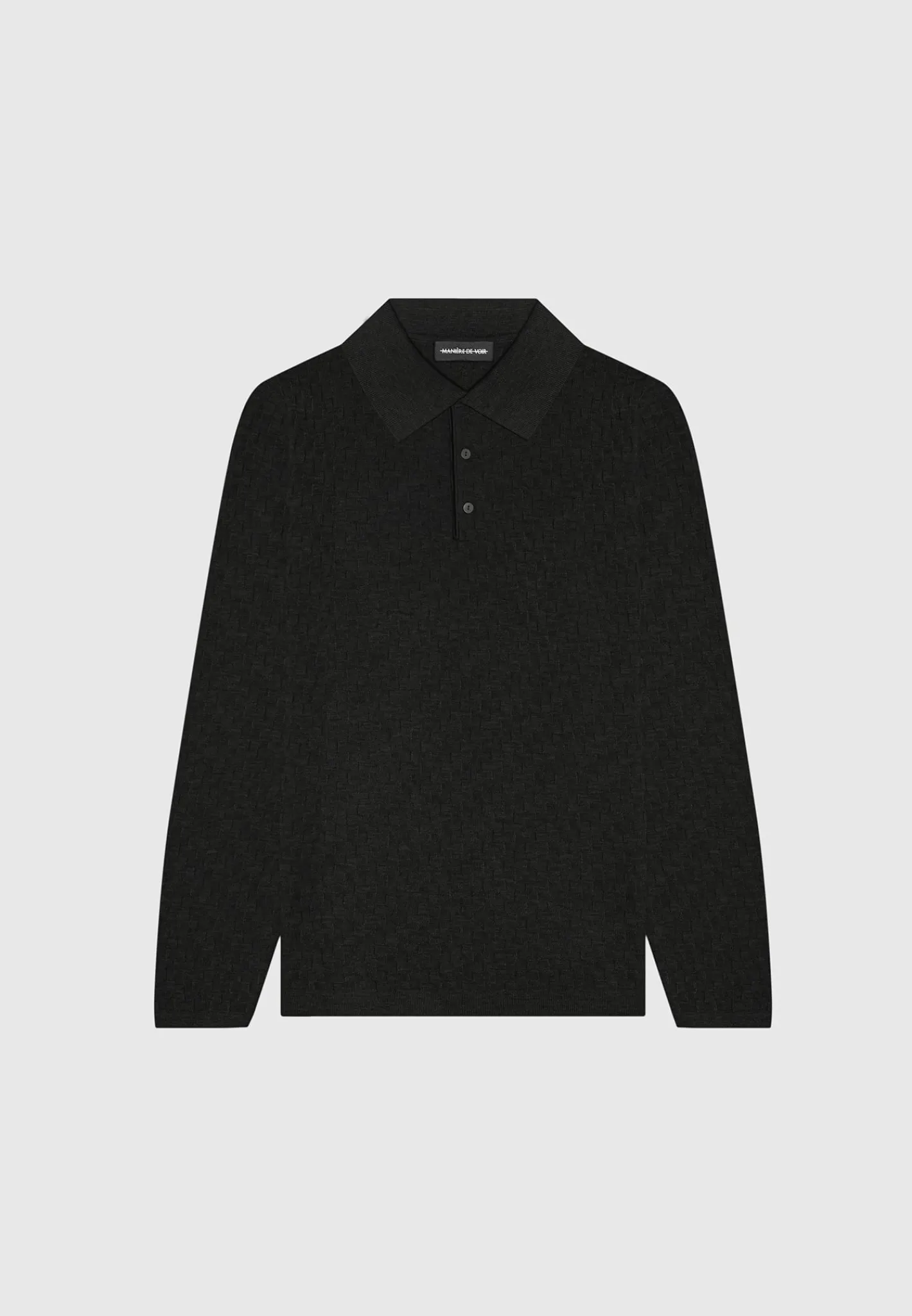 Cotton Blend Waffle Knit Long Sleeve Polo Top -^Manière De Voir Outlet