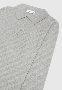 Cotton Blend Waffle Knit Long Sleeve Polo Top -^Manière De Voir Hot