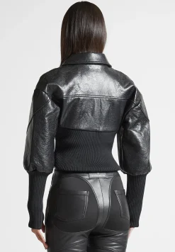 Cracked Vegan Leather Rib Contour Jacket -^Manière De Voir Outlet