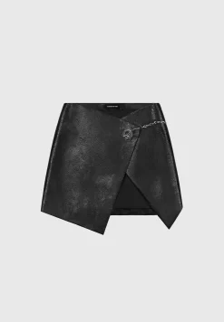 Cracked Vegan Leather Wrap Skirt -^Manière De Voir Fashion