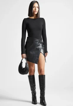 Cracked Vegan Leather Wrap Skirt -^Manière De Voir Fashion