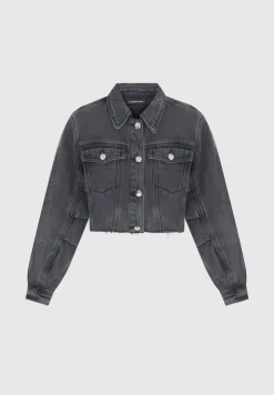 Cropped Tacked Sleeve Jacket - Washed Grey^Manière De Voir Fashion