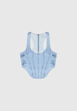 Denim Cargo Corset Top - Mid Blue^Manière De Voir Outlet