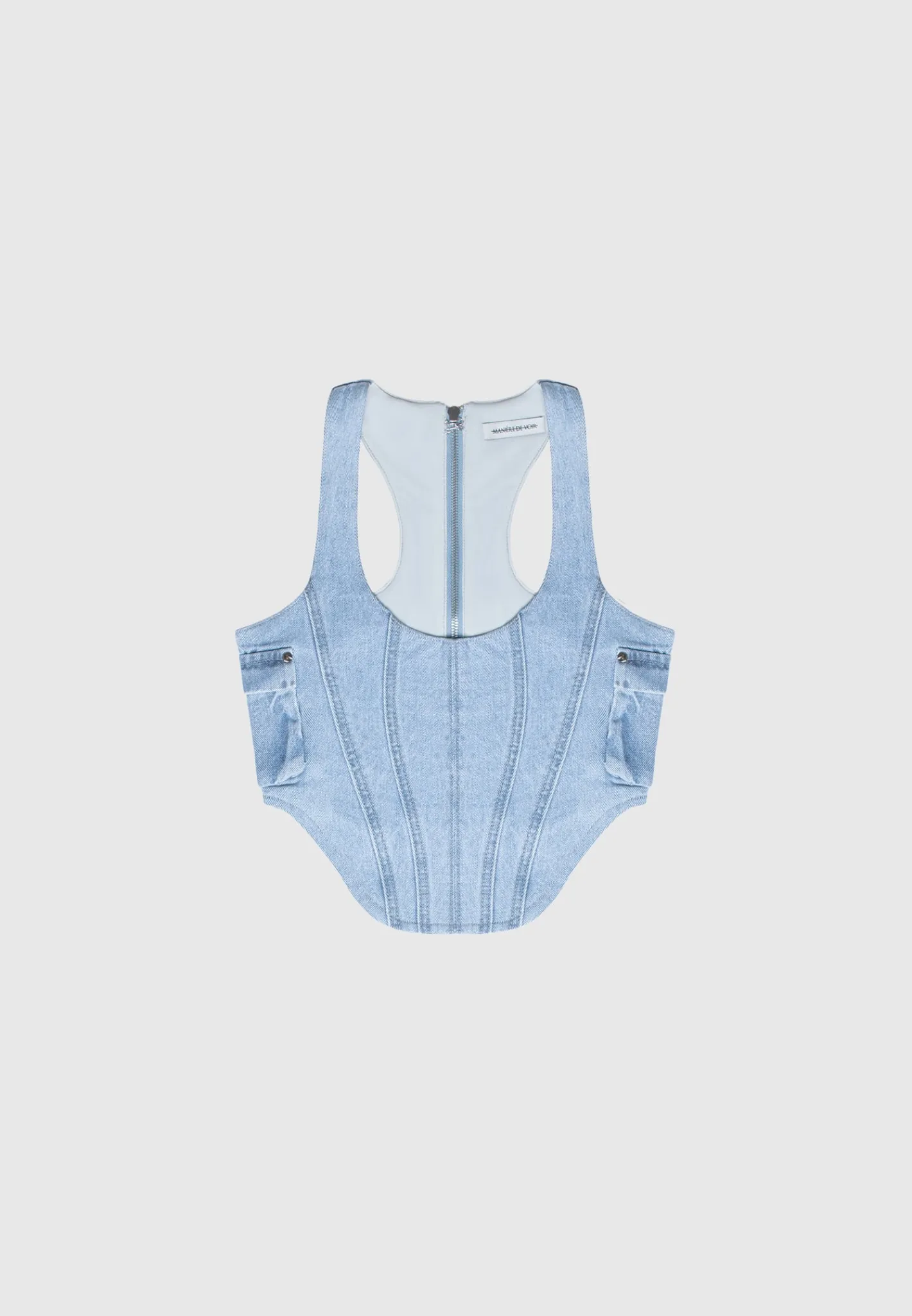 Denim Cargo Corset Top - Mid Blue^Manière De Voir Outlet