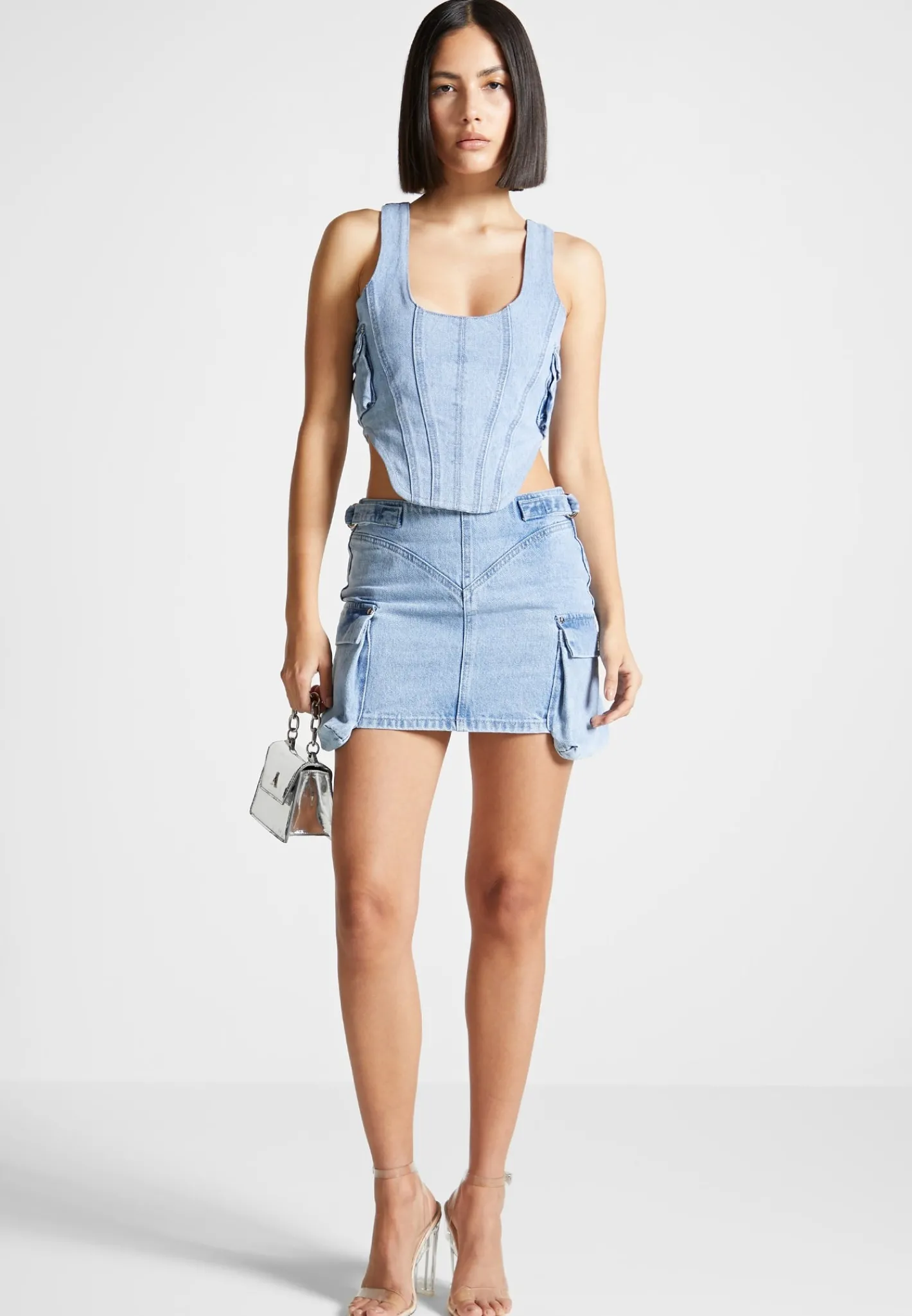 Denim Cargo Corset Top - Mid Blue^Manière De Voir Outlet