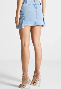 Denim Cargo Mini Skirt - Mid Blue^Manière De Voir Sale