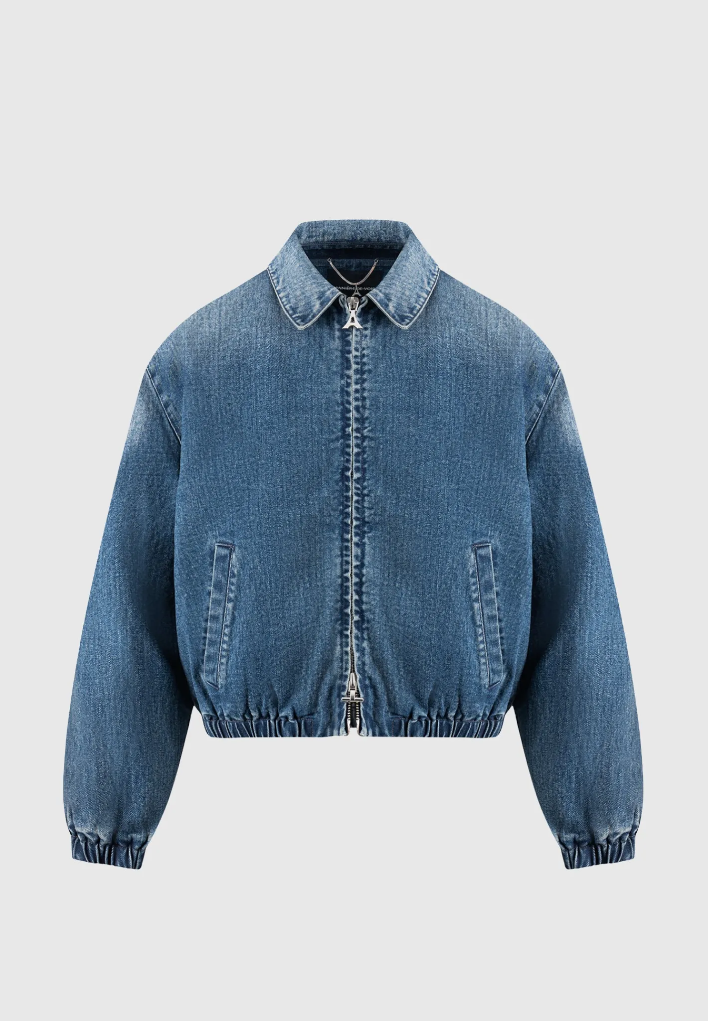 Denim Padded Cropped Bomber Jacket - Mid^Manière De Voir Fashion