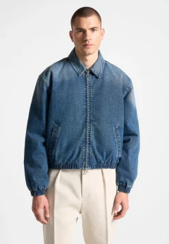 Denim Padded Cropped Bomber Jacket - Mid^Manière De Voir Fashion
