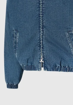 Denim Padded Cropped Bomber Jacket - Mid^Manière De Voir Fashion