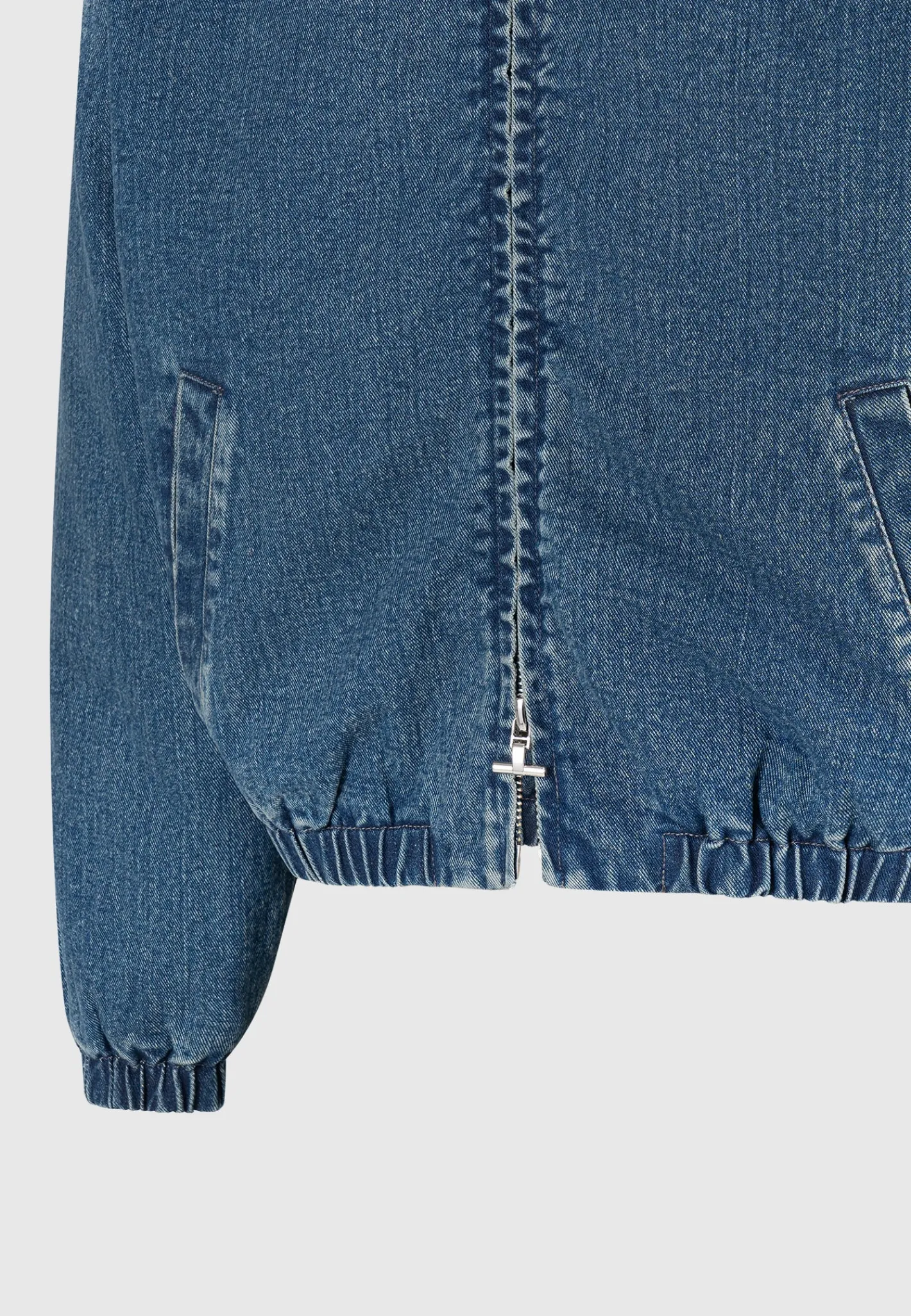 Denim Padded Cropped Bomber Jacket - Mid^Manière De Voir Fashion