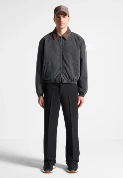 Denim Padded Cropped Bomber Jacket - Washed Grey^Manière De Voir Hot