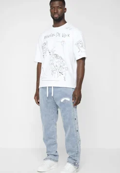 Denim Popper Cargo Pants - Stonewash^Manière De Voir Clearance