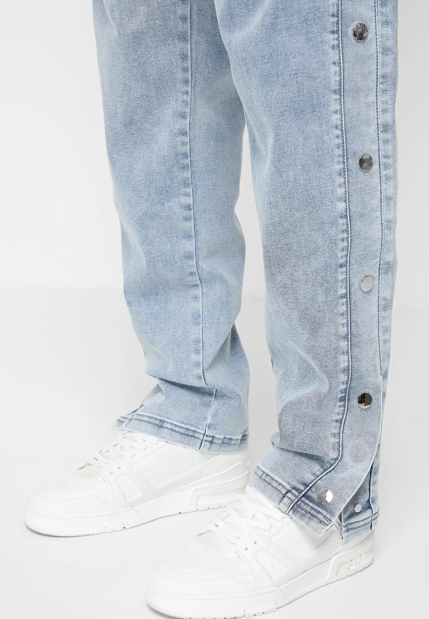 Denim Popper Cargo Pants - Stonewash^Manière De Voir Clearance