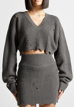 Distressed Knit Crop Jumper -^Manière De Voir Best