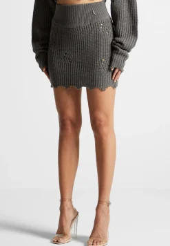 Distressed Knit Mini Skirt -^Manière De Voir Best