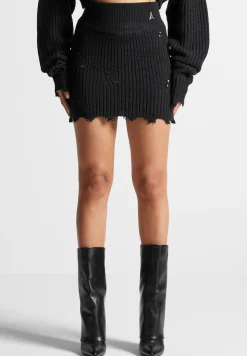 Distressed Knit Mini Skirt -^Manière De Voir Online