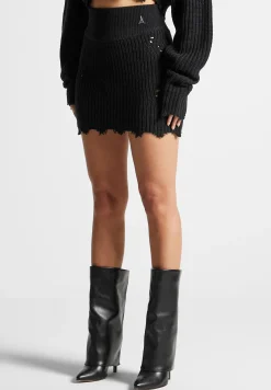 Distressed Knit Mini Skirt -^Manière De Voir Online