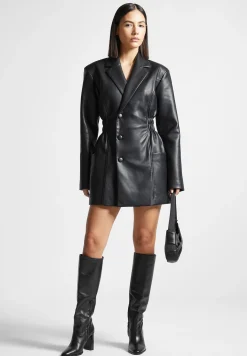 Double Breasted Vegan Leather Blazer Dress -^Manière De Voir Outlet