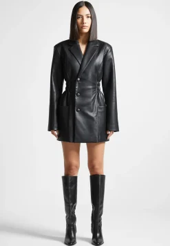 Double Breasted Vegan Leather Blazer Dress -^Manière De Voir Outlet
