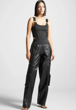 Elasticated Waist Vegan Leather Cargo Trousers -^Manière De Voir Discount