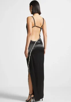 Embellished Open Back Satin Midaxi Dress -^Manière De Voir Outlet