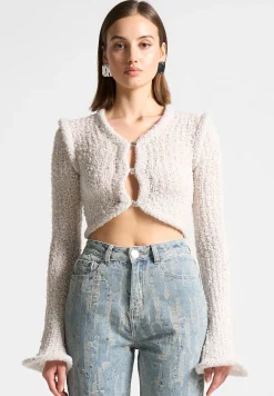 Flared Sleeve Textured Knit Cardigan -^Manière De Voir New