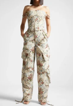Floral Jacquard High Waisted Cargo Pants -^Manière De Voir Online