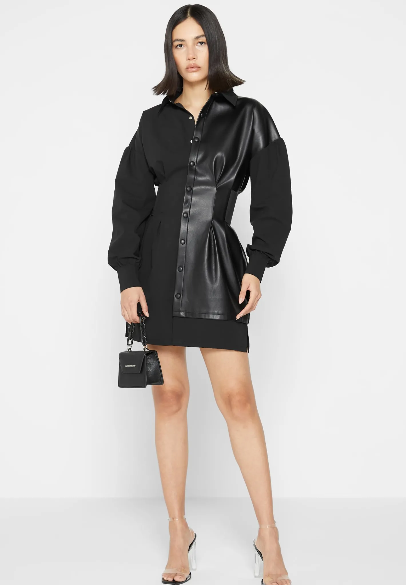 Half Vegan Leather Shirt Dress -^Manière De Voir Best
