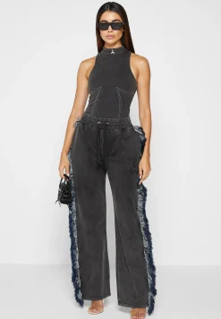 High Neck Racer Bodysuit - Washed Black^Manière De Voir Discount