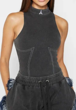 High Neck Racer Bodysuit - Washed Black^Manière De Voir Discount