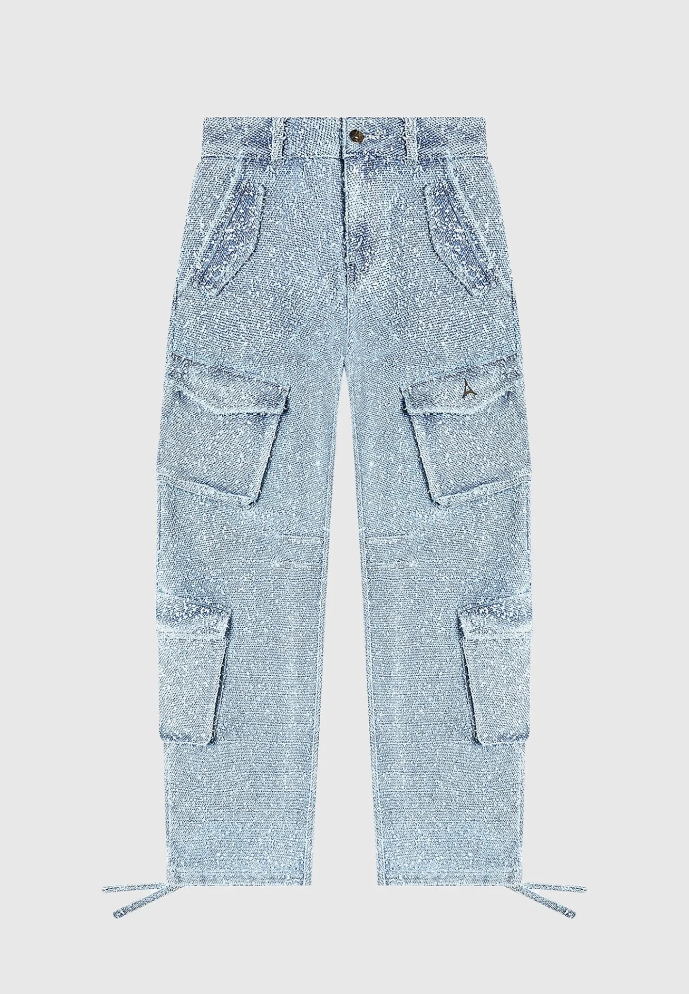 High Waisted Boucle Denim Cargo Pants - Mid Blue^Manière De Voir Fashion