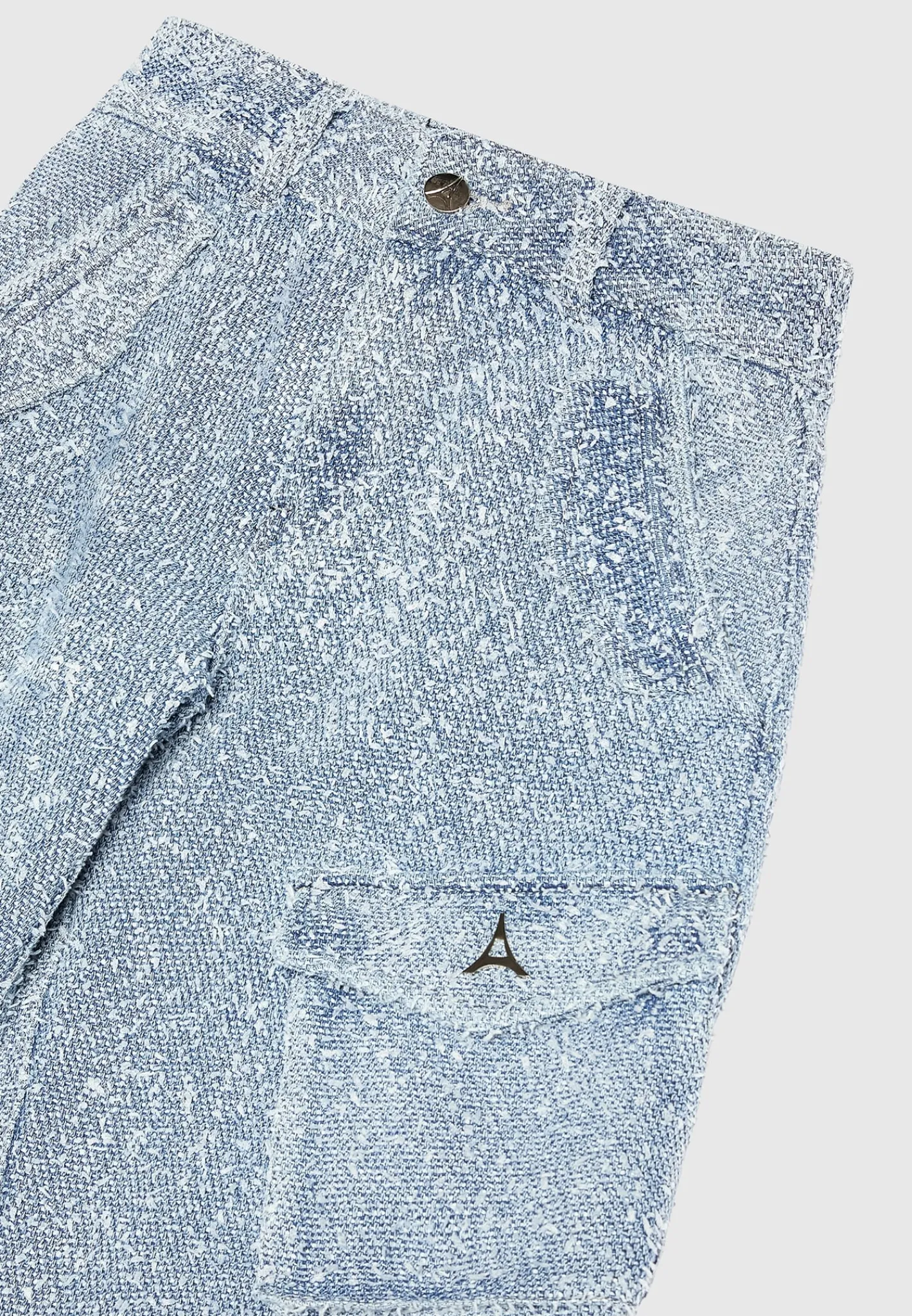 High Waisted Boucle Denim Cargo Pants - Mid Blue^Manière De Voir Fashion